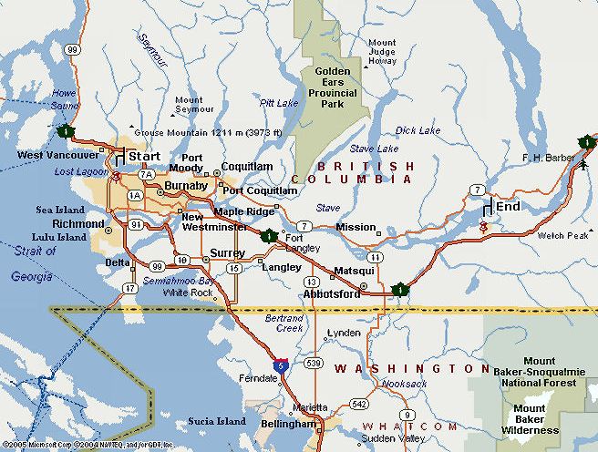 map of canada and usa. Canada/USA Border Map