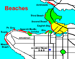 vancouver beach map, beaches in vancouver, vancouver beaches