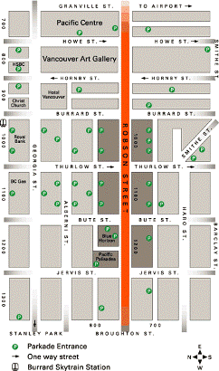 robson street, vancouver, downtown vancouver, map of robson street